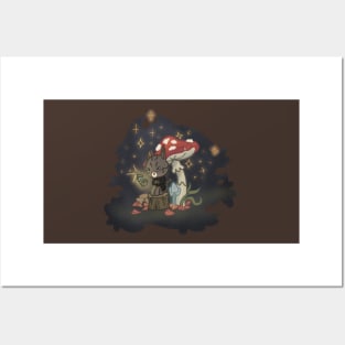 Witchy Cat Under A Mushroom Posters and Art